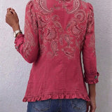 Anouk™ | Veste à Volants Imprimé Cachemire Vintage