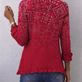 Criselle™ | Veste à Volants Imprimé Cachemire Bohème Dégradé
