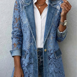 Lacinda™ | Blazer à Empiècements Dentelle Fleurie