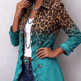 Elspeth™ | Blazer à Volants Imprimé Léopard Dégradé