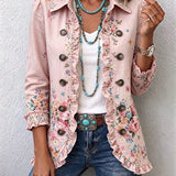 Bettany™ | Veste Boutonnée à Volants Imprimé Floral
