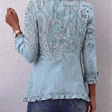 Estrella™ | Veste à Volants Imprimé Cachemire Vintage