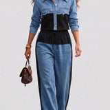 Holbrook™ | Ensemble Veste Courte Colorblock & Pantalon Large