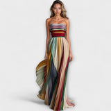 Flora - Buntes gestreiftes Maxikleid