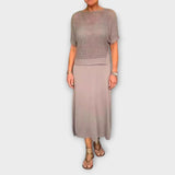Alma - Ensemble en maille mauve confectionné à la main