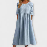 Anja - Robe d'été bleu clair coupe empire
