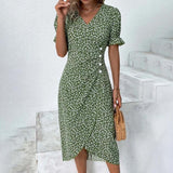 Rita - Graues Wickelkleid mit Tupfenmuster